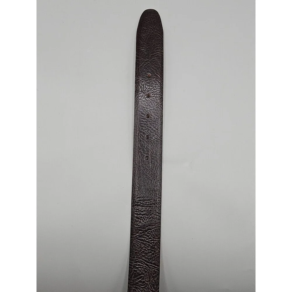 Hand Crafted Shrunken Bull Dark Brown Leather Belt 38 USA Made 1-3/8